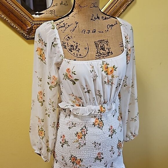 Rare Editions Floral gathered mini dress size XS/S - Picture 3 of 12